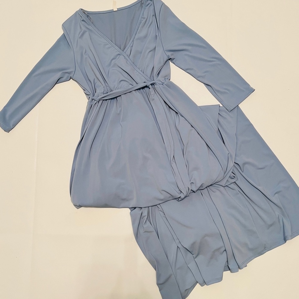 PinkBlush Periwinkle Draped 3/4 Sleeve Maternity Maxi Dress size Large